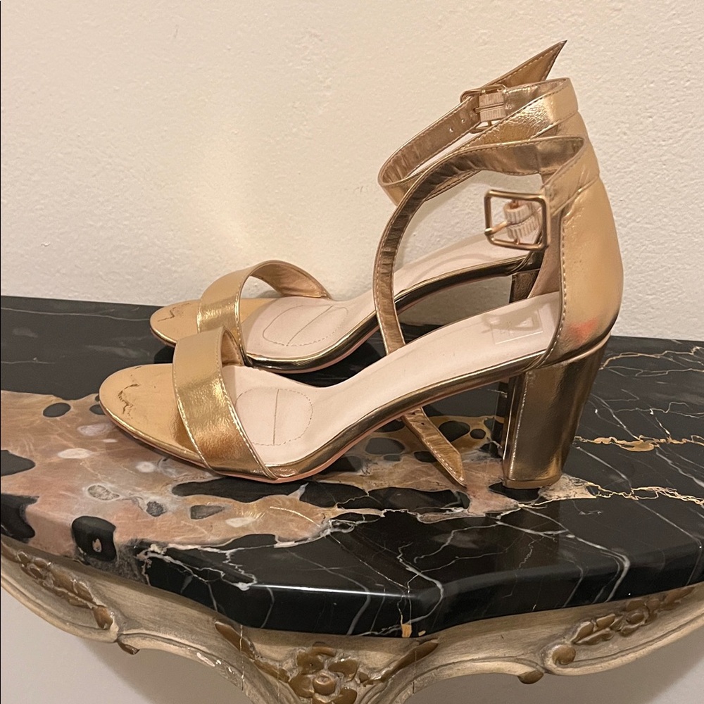 Chic Gold Ankle Strap Heels